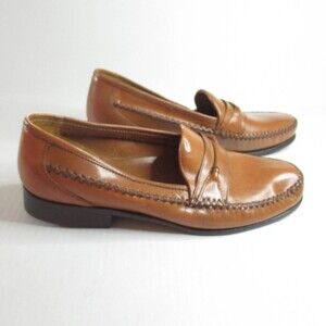 French Shriner Mens Loafer Dress Shoes Brown Leather Comfort Stitching 10